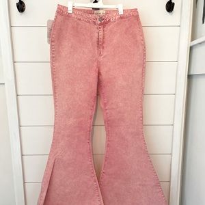 Super cute acid wash pink flares!